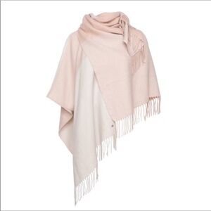 Soia & Kyo woven scarfigan / ruana wrap with fringe New